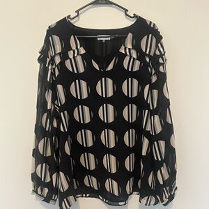 Calvin Klein Black and Cream Polka Dot Blouse